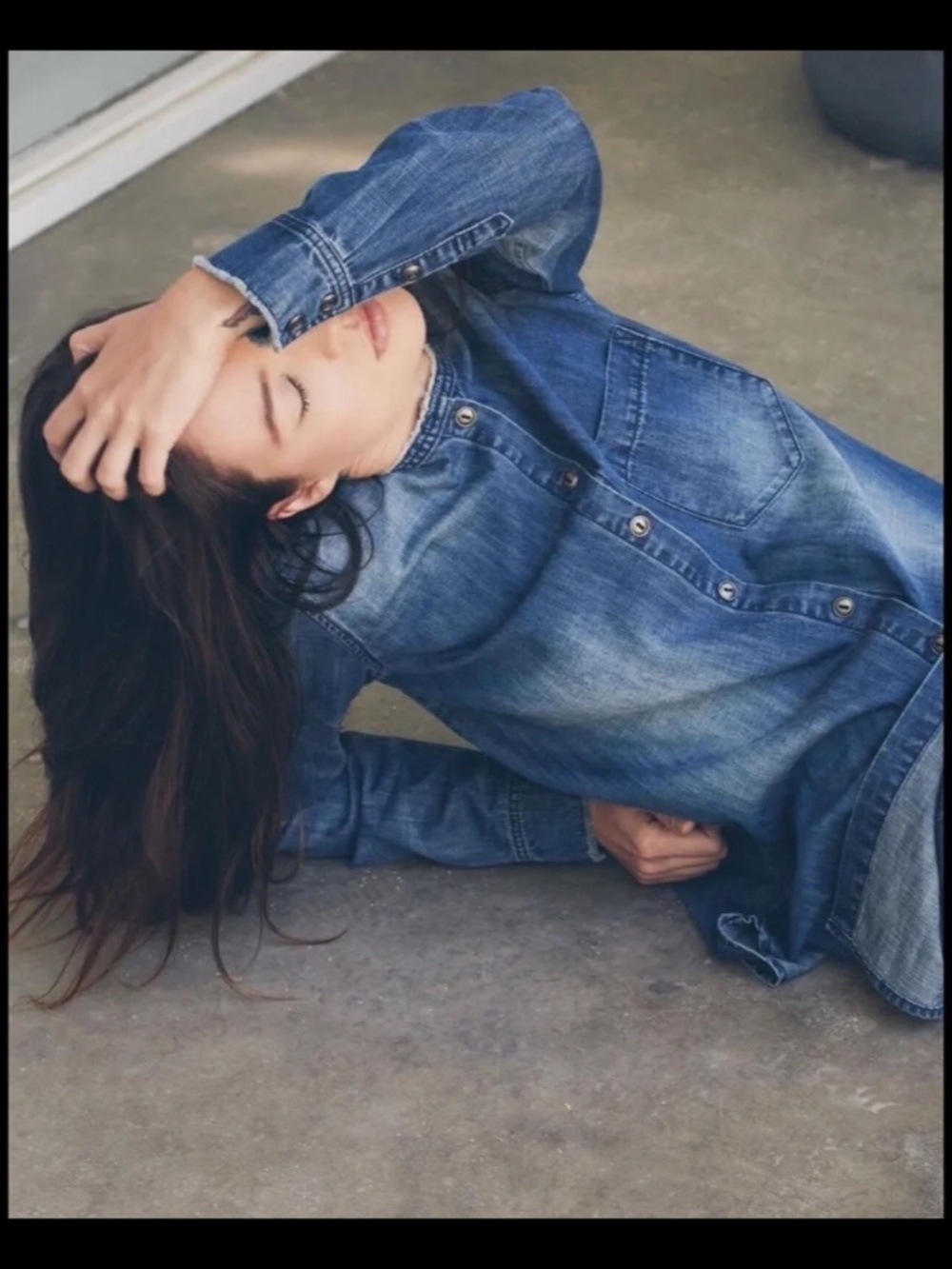 Sandrine Rose X Free People Mandarin Blue Denim Shirt/Shacket Size XS - NWT